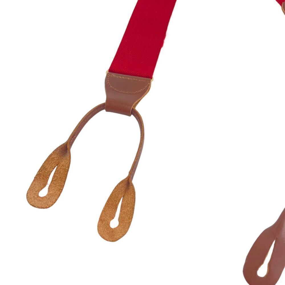 Dooney & Bourke Red White Colorblock Suspenders Braces Leather Tabs Vintage - Picture 6 of 16